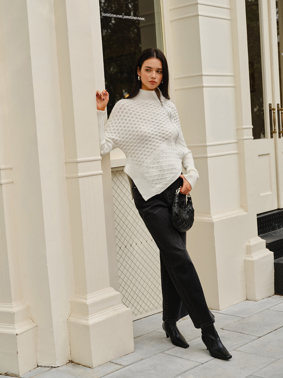 Trendige Strickjacke Damen | Asymmetrische Form & Strukturierter Strick