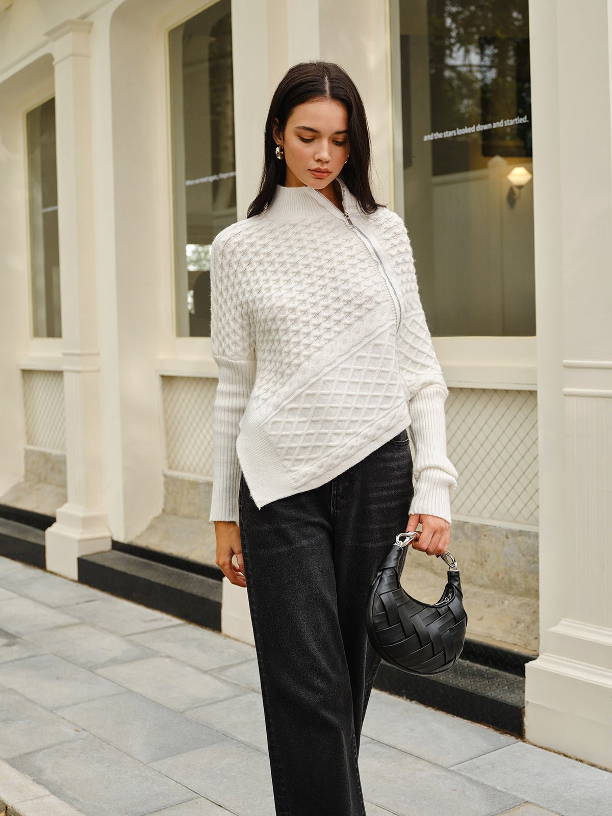 Trendige Strickjacke Damen | Asymmetrische Form & Strukturierter Strick
