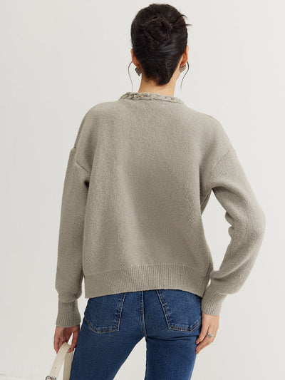 Strickjacke ohne Verschluss | Geflochtene Kante | Lässige Silhouette