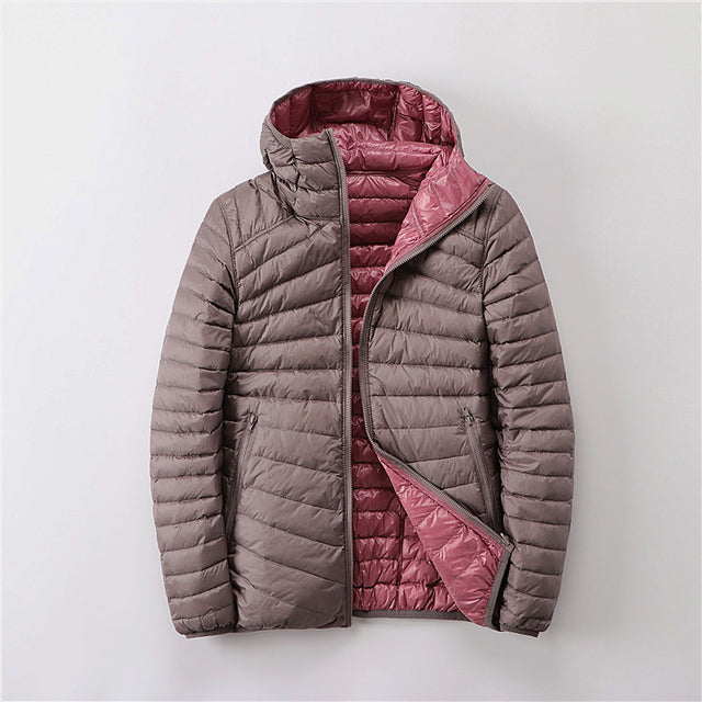 Warme lässige gepolsterte wasserdichte Regenjacke mit Kapuze für Damen | Perfekt für Herbst/Winter
