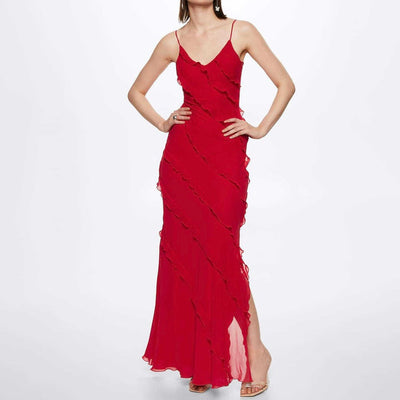 BelleRuffle™ – Elegantes Langes Damenkleid mit Volants