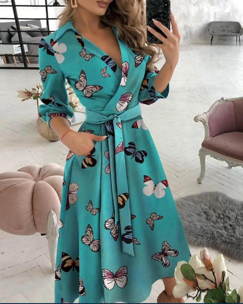 Damen Wickelkleid mit Riemen - Eleganter Schnitt, Vielseitig Tragbar