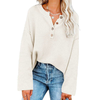 Strukturierter Pullover mit Knopfleiste | Lässige Passform | Bequemer Stil