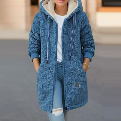 Warme Damen Teddyfleece Jacke mit Kapuze – Kuschelige Winterjacke im Lässigen Stil