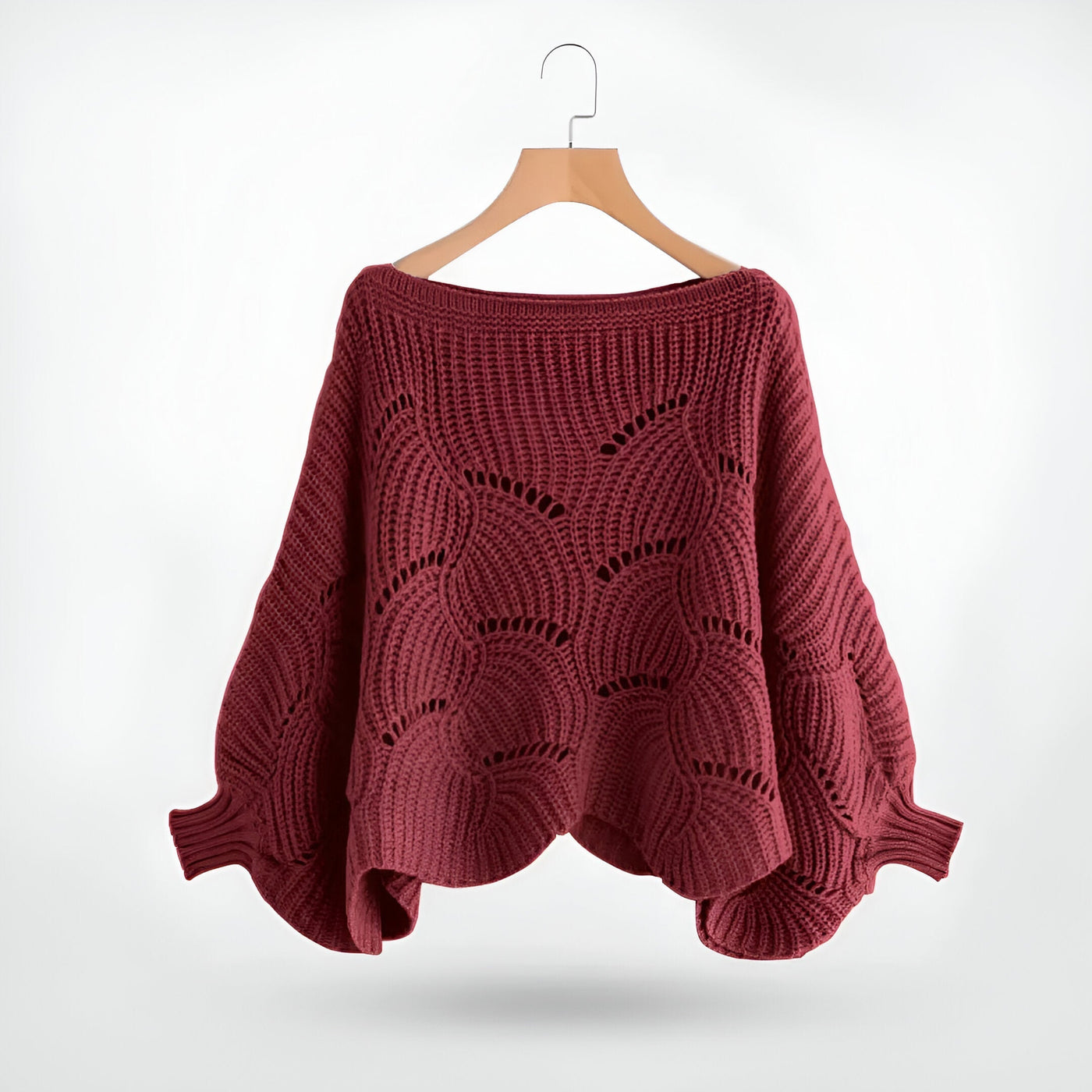 Strickbluse mit Wellenmuster | Weite Ärmel | Femininer Stil