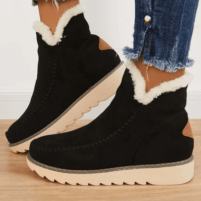 Winterschuhe Damen | Knöchelhoch mit Mittlerer Sohle und Fellbesatz