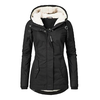 Stylische gefütterte Regenjacke mit Reissverschluss, Taschen und Kapuze für Damen | Perfekt für Herbst/Winter