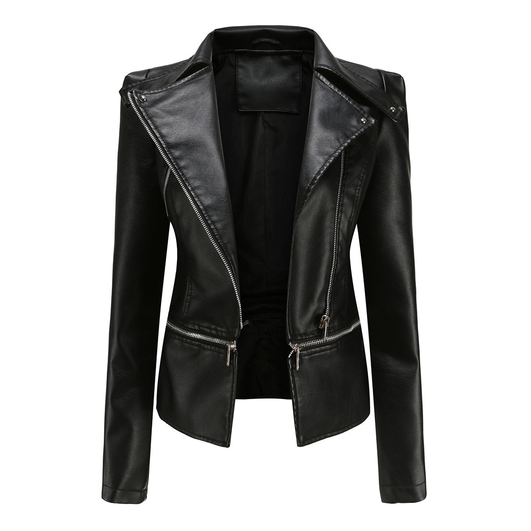 Bikerjacke Damen Slim Fit | Mit Reißverschluss