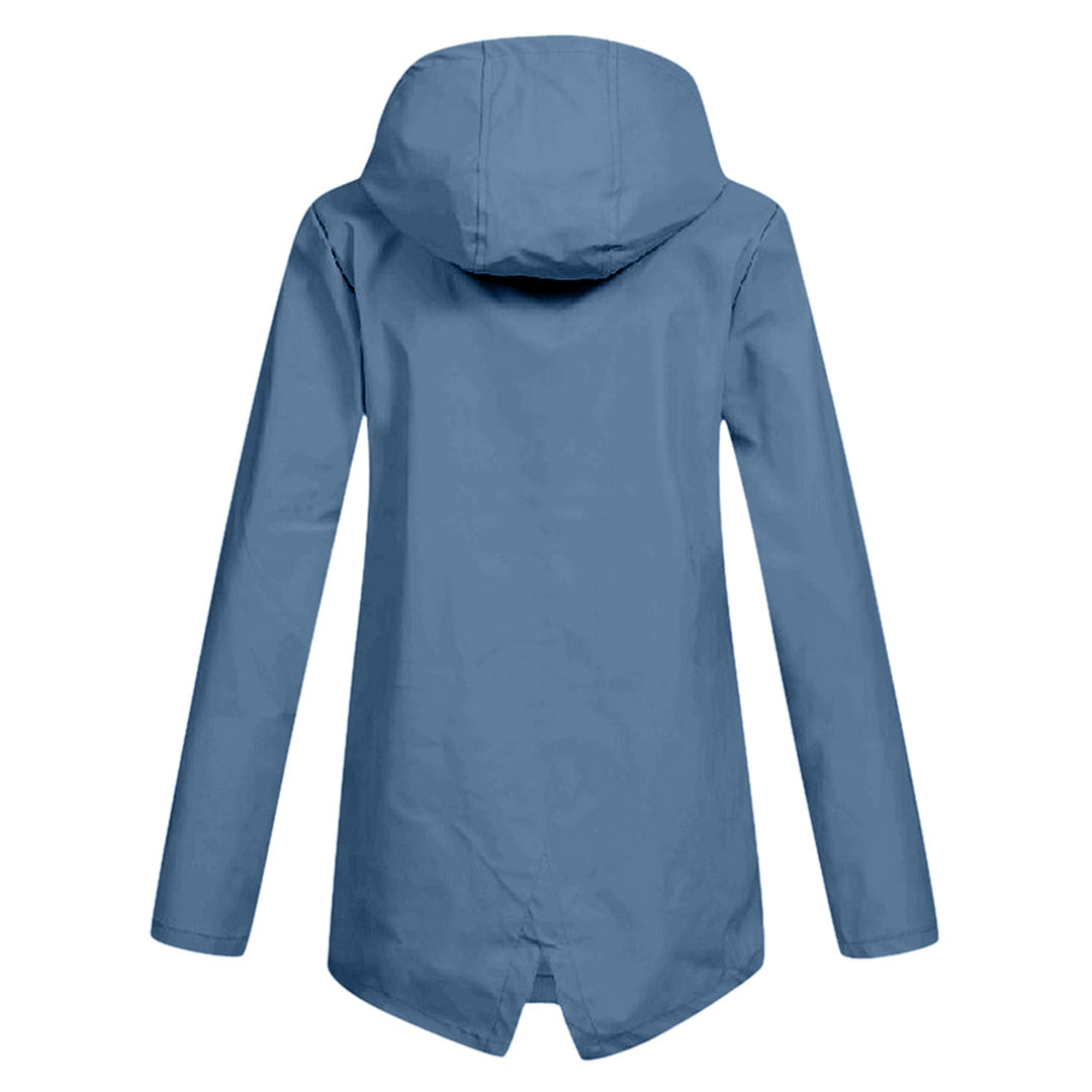 Stylische leichte Regenjacke mit Kapuze und Reissverschluss für Damen | Ideal für Herbst/Winter