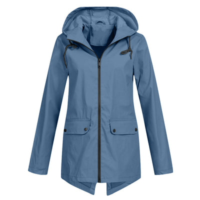 Stylische leichte Regenjacke mit Kapuze und Reissverschluss für Damen | Ideal für Herbst/Winter