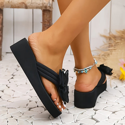 BowyStep™ – Elegante Damen Flipflops mit Plateau & Schleifen Design