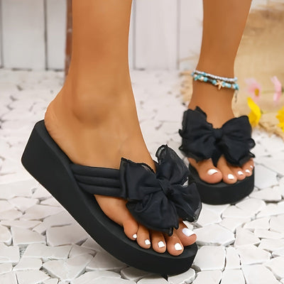 BowyStep™ – Elegante Damen Flipflops mit Plateau & Schleifen Design