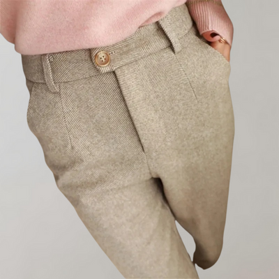 Stoffhose mit hohem Bund | Zarte Struktur | Eleganter Schnitt