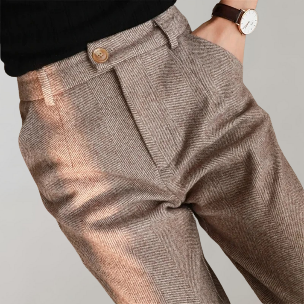 Stoffhose mit hohem Bund | Zarte Struktur | Eleganter Schnitt