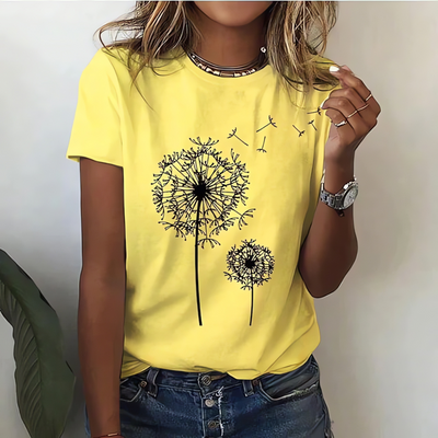 T-Shirt mit Pusteblumen-Print | Rundhals | Lässiger Schnitt