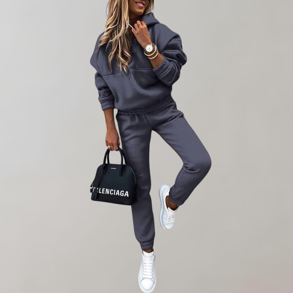 Baumwoll-Trainings- & Jogginganzug mit Kapuze im lässigen Retro-Stil für Damen | Ideal für den Alltag