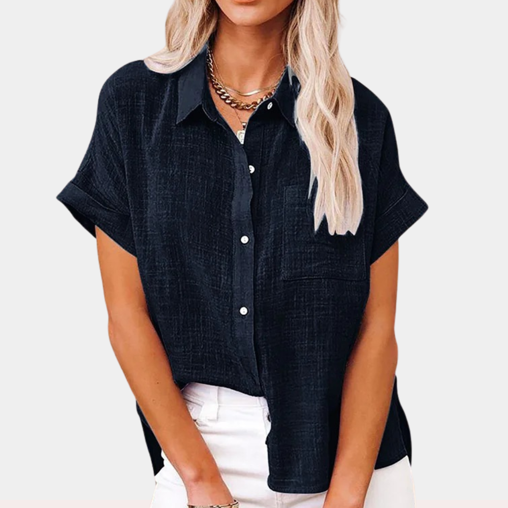 Bluse mit Knopfleiste | Aufgerollte Ärmel | Lässiger Chic