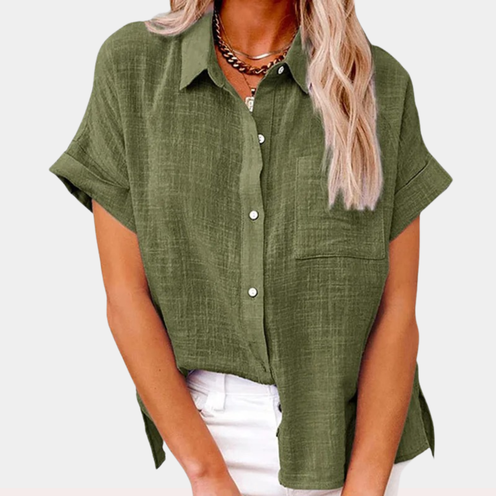 Bluse mit Knopfleiste | Aufgerollte Ärmel | Lässiger Chic