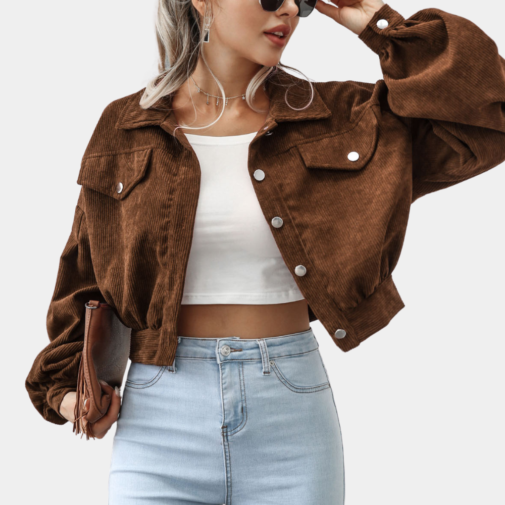 Cropped Cordjacke | Trendige Oversize-Ärmel | Stilvolles Casual-Design