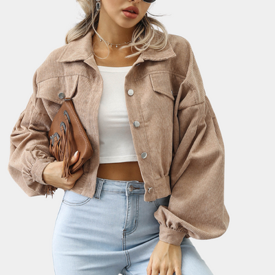 Cropped Cordjacke | Trendige Oversize-Ärmel | Stilvolles Casual-Design