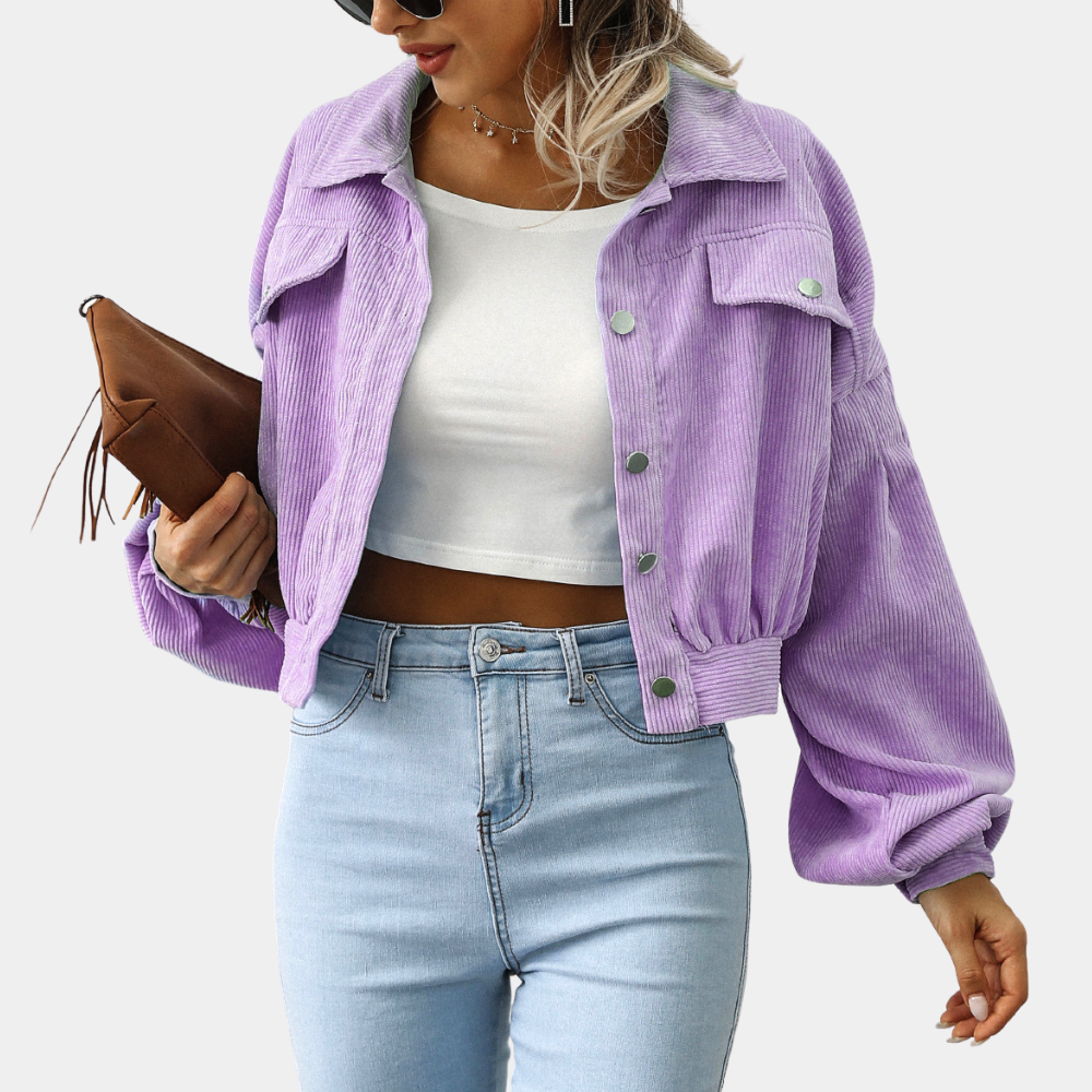 Cropped Cordjacke | Trendige Oversize-Ärmel | Stilvolles Casual-Design