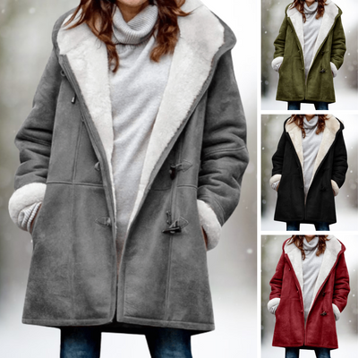Warmer Damen Wintermantel mit Fleece-Futter – Modischer Mantel mit Kapuze, ideal für kalte Tage