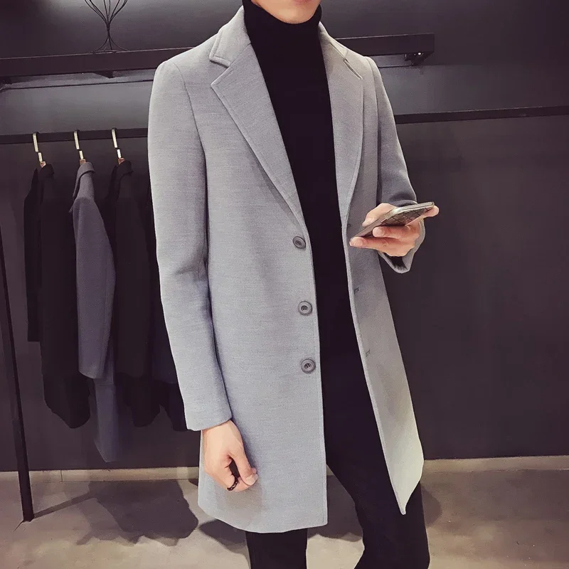Herren Woll-Mantel Elegante Business Jacke - Büro und Freizeit