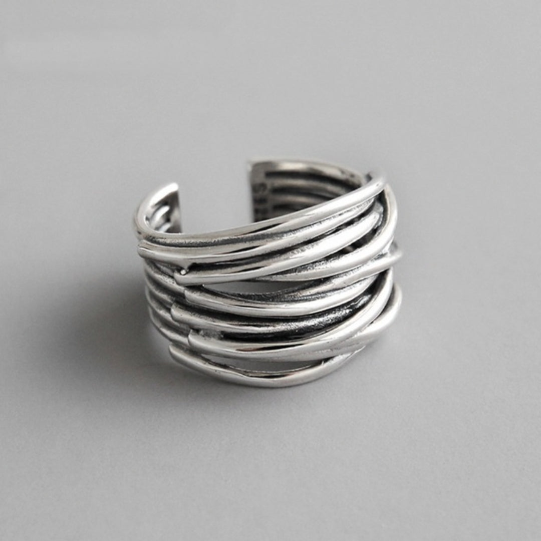 925er Sterling Silber Verstellbarer Lagenring