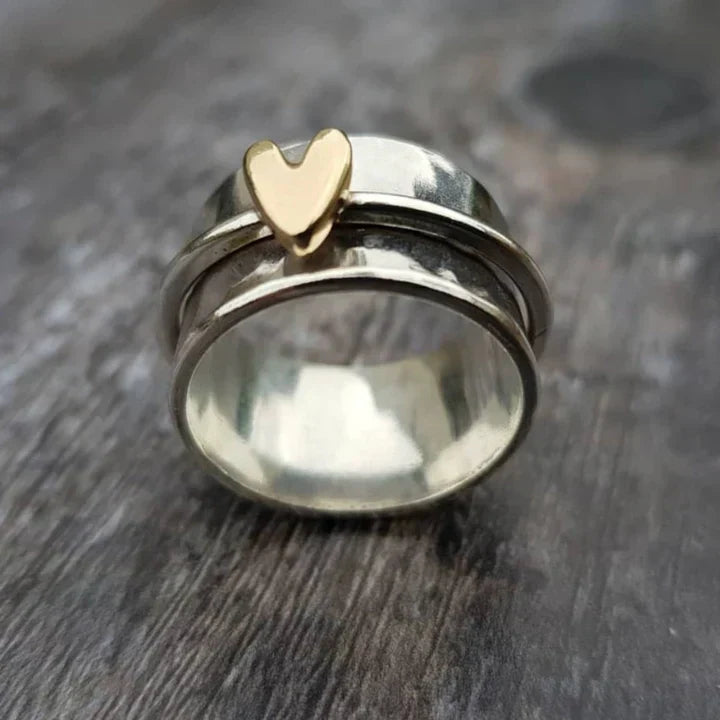 Vintage schwebendes Herz Silberring