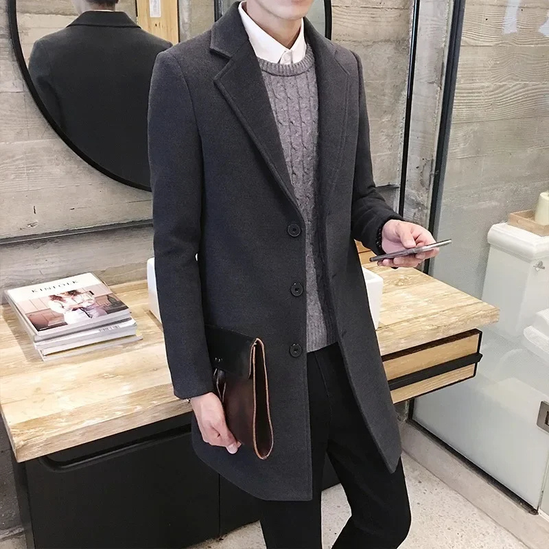 Herren Woll-Mantel Elegante Business Jacke - Büro und Freizeit