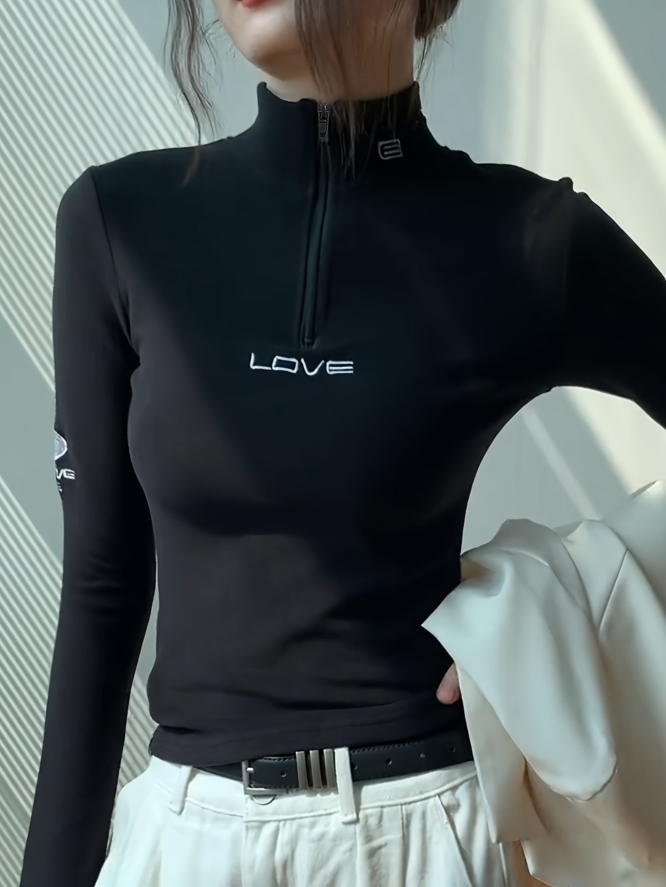 CharmZipp™ – Elegantes Damen Langarmshirt mit praktischem Reißverschluss