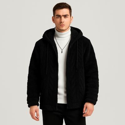 Calum | Einfarbige Fleecejacke mit Kapuze für Herren