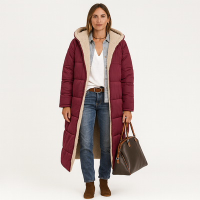 Amara | Wendbarer Wintermantel mit flauschiger Kapuze für Damen