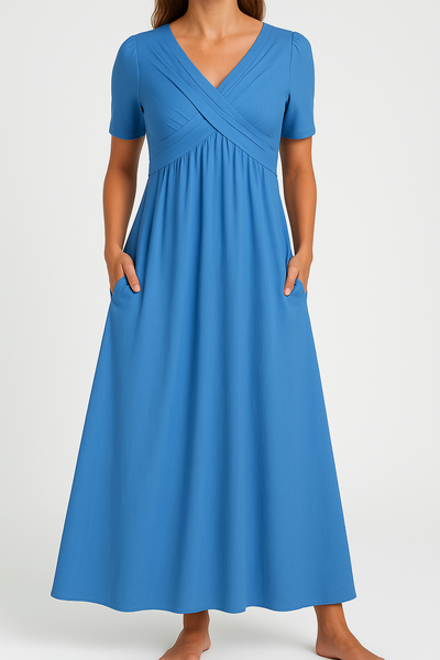 Briana - Elegantes Midikleid mit V-Ausschnitt und Taschen