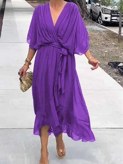 Chicelegance™ – Damen Kleid Hochzeitsgast aus Leichter Seide