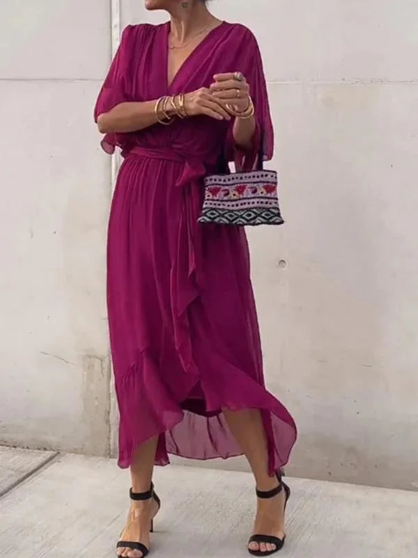 Chicelegance™ – Damen Kleid Hochzeitsgast aus Leichter Seide