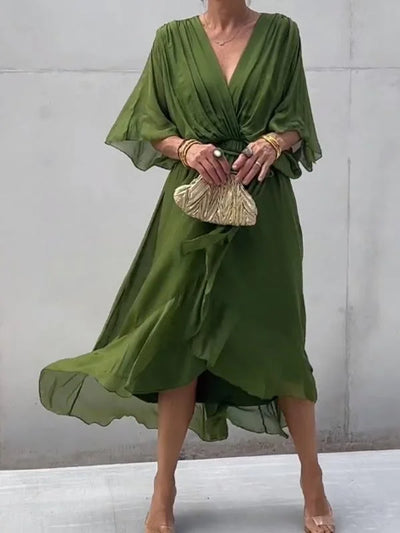Chicelegance™ – Damen Kleid Hochzeitsgast aus Leichter Seide