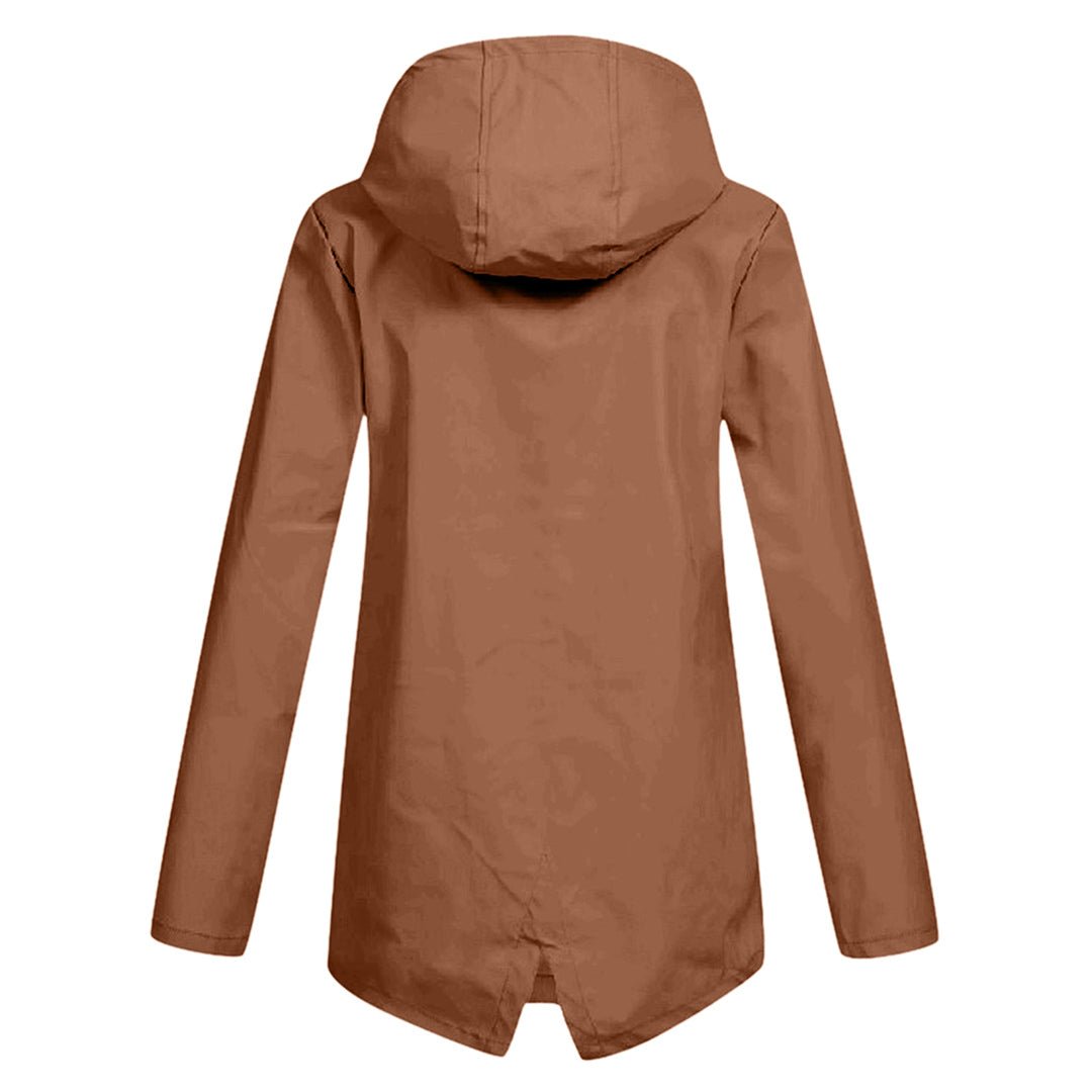 Stylische leichte Regenjacke mit Kapuze und Reissverschluss für Damen | Ideal für Herbst/Winter