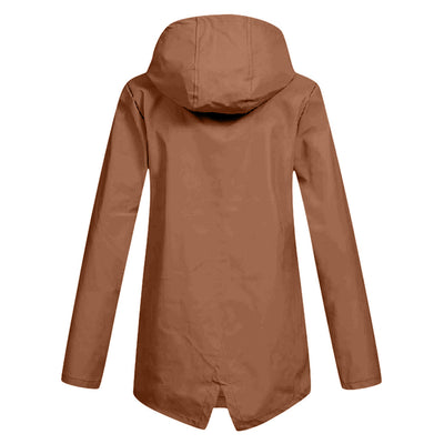Stylische leichte Regenjacke mit Kapuze und Reissverschluss für Damen | Ideal für Herbst/Winter