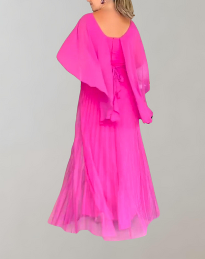 Sophia - Kräftiges rosa Maxikleid | Abendkleid aus Chiffon für Damen | fließendes elegantes Kleid