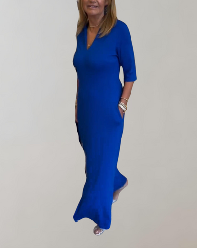 Caroline - Blaues Hemdblusenkleid für Damen | Zeitlos Abendkleid Damen