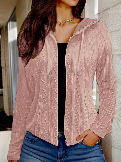 CozyCharm™ – Damen Kapuzenjacke mit Zipper und Strickoptik