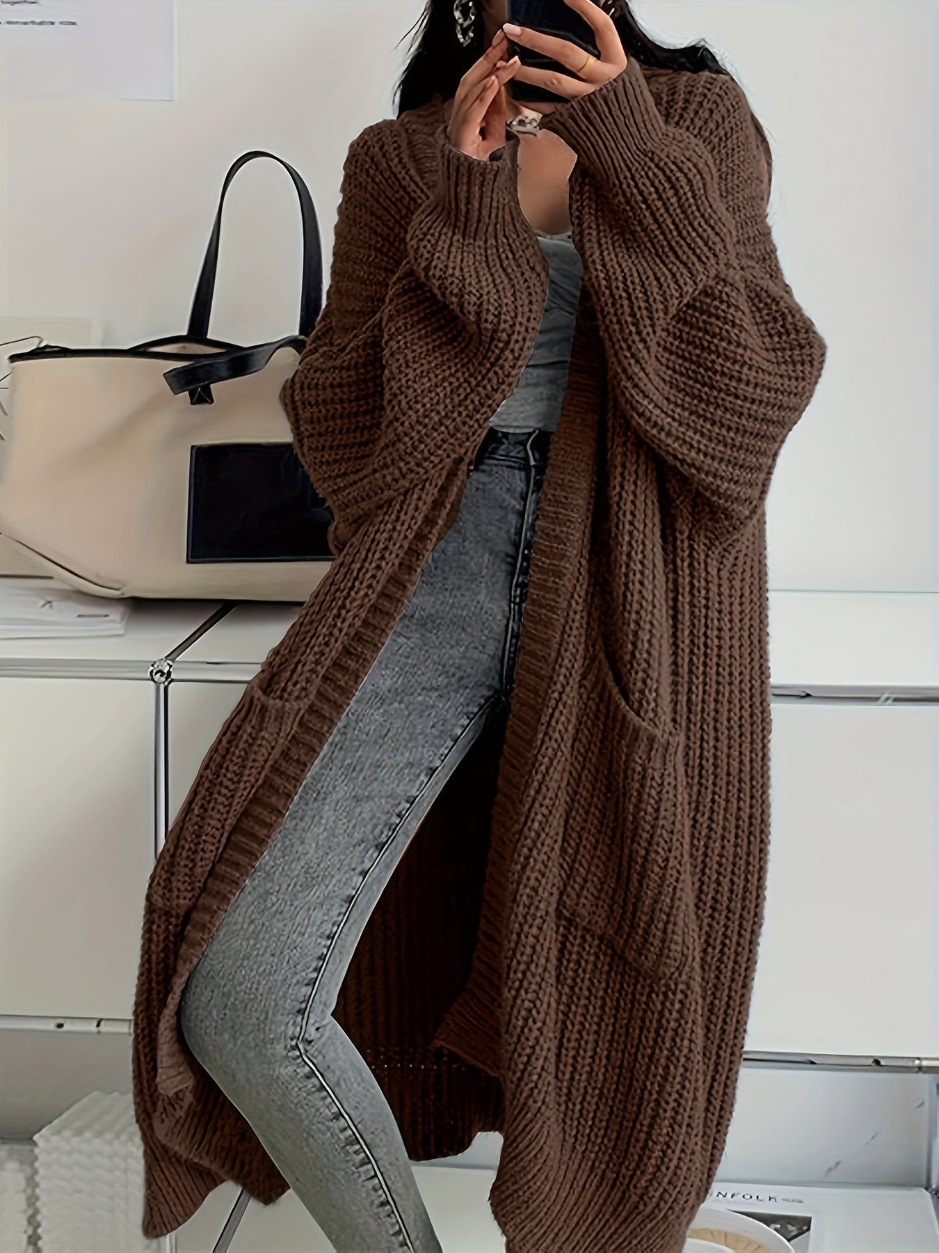 CozyLuxe™ – Eleganter Langer Damen Cardigan mit Weichem Strickstoff