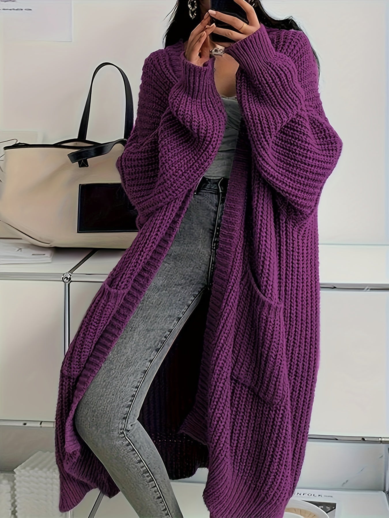 CozyLuxe™ – Eleganter Langer Damen Cardigan mit Weichem Strickstoff