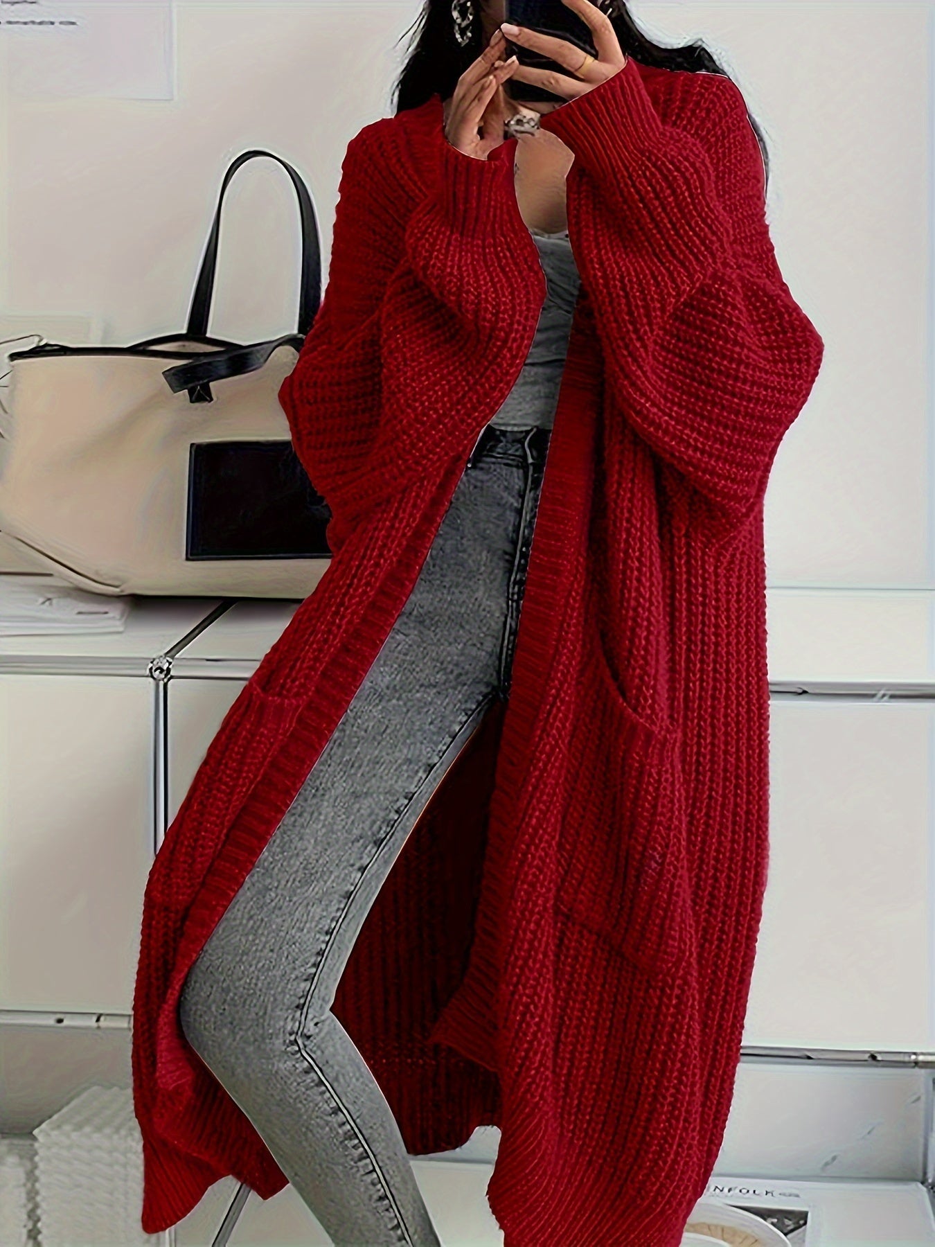 CozyLuxe™ – Eleganter Langer Damen Cardigan mit Weichem Strickstoff