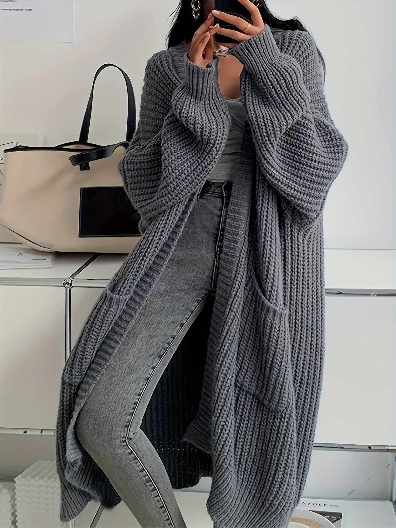 CozyLuxe™ – Eleganter Langer Damen Cardigan mit Weichem Strickstoff
