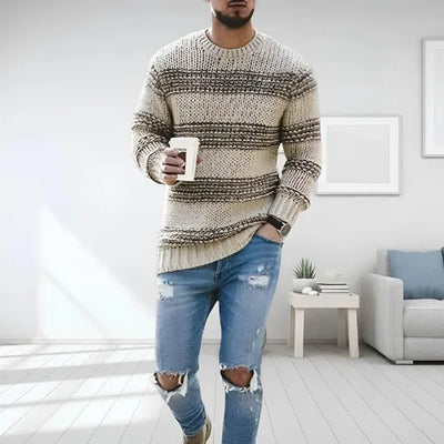 Strukturierter Strickpullover mit kräftigen Streifen für Männer