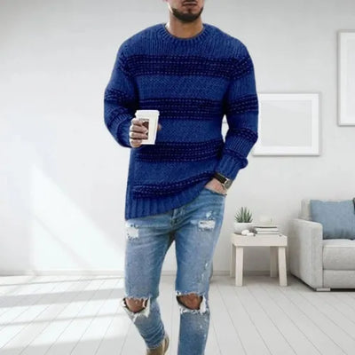 Strukturierter Strickpullover mit kräftigen Streifen für Männer