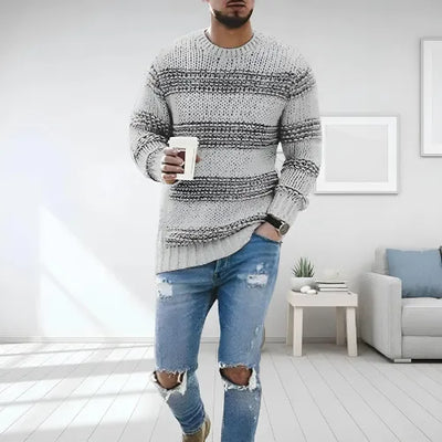 Strukturierter Strickpullover mit kräftigen Streifen für Männer
