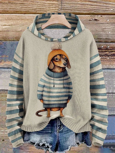 Kuscheliger Damen-Kapuzenpullover mit niedlichem Hundemotiv